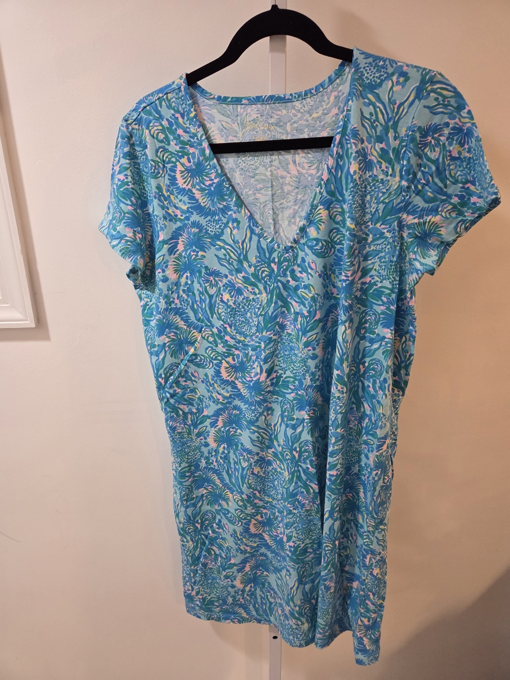 Lilly Pulitzer Aqua & Teal Floral V-Neck Cover-Up